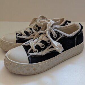 BEIER Casual Black & White Women's Canvas Round Toe platform sneakers size 38/7